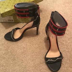 NEW! Snake Skin Ankle Heel with Red Trim